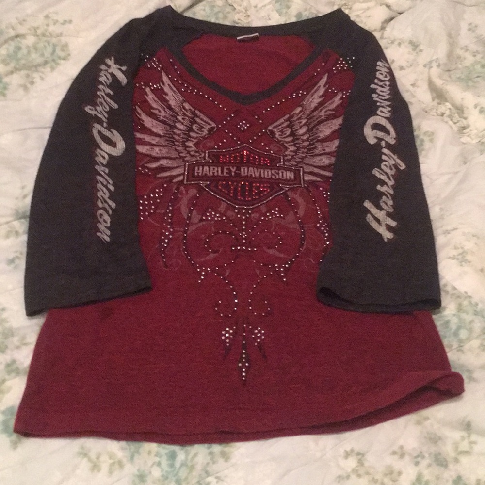 Harley Davidson 3/4 sleeve shirt